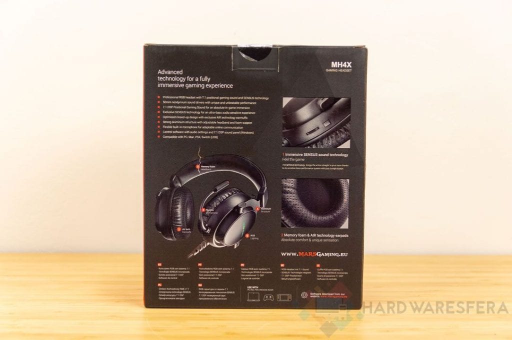 MarsGaming MH4X USB Headphones Back Box