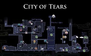 Mappa della Città delle Lacrime di Hollow Knight