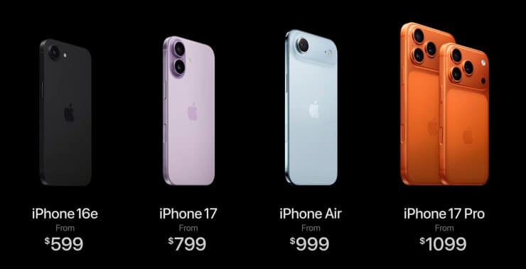 iPhone 17, iPhone Air e iPhone 17 Pro Max